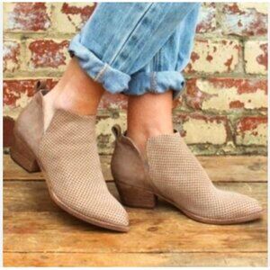 Dolce Vita Sonya Perforated Split Shaft Suede Leather Ankle Booties - Size 6.5